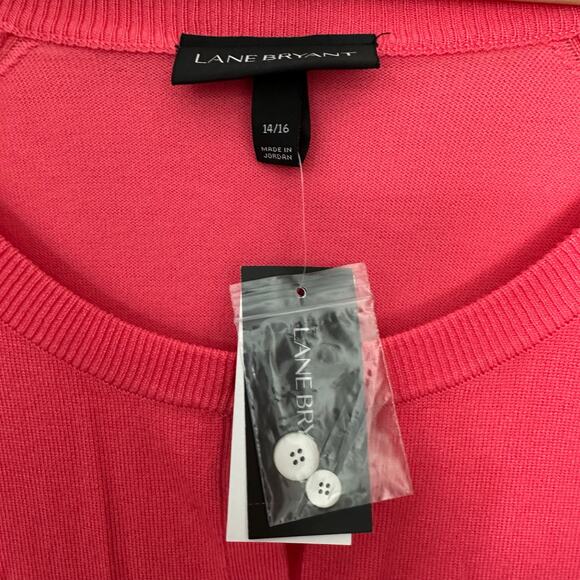 Lane Bryant Cardigan Sweater Women's 14/16 Button Up Coral Pink Rayon Blend - Picture 2 of 7